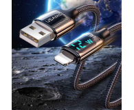 USAMS Kabel pleciony lightning 1,2m LED 2,4A srebrno-czarny - 1569026 - zdjęcie 4